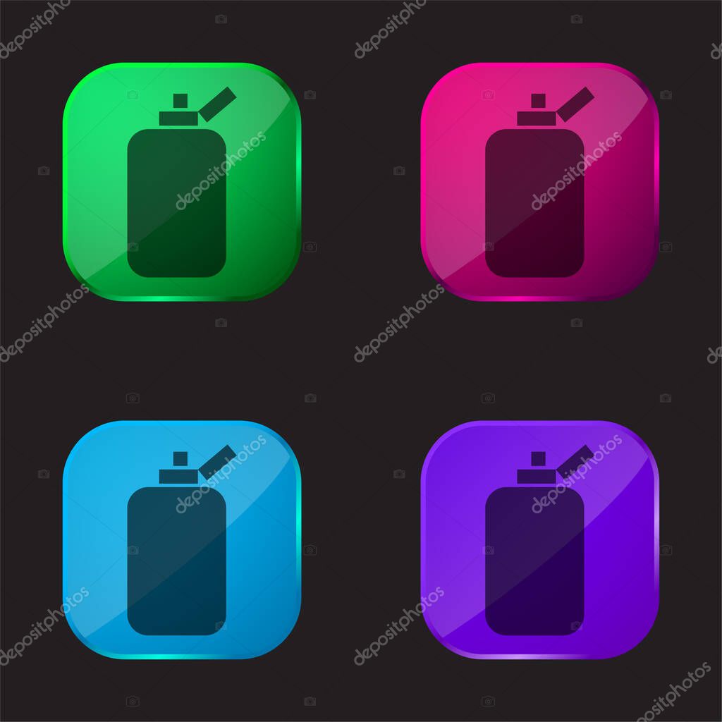 Bathroom Bottle Container Of Rounded Rectangular Black Shape four color glass button icon