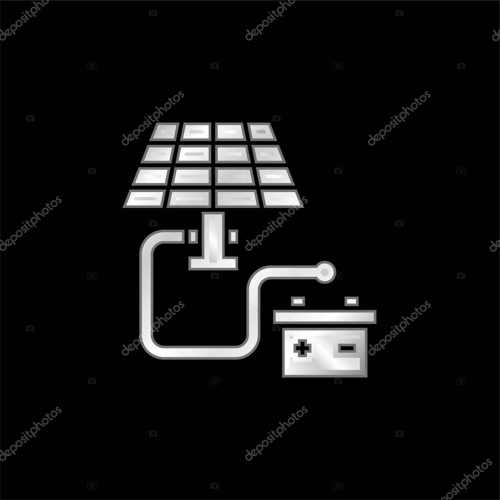 Battery silver plated metallic icon