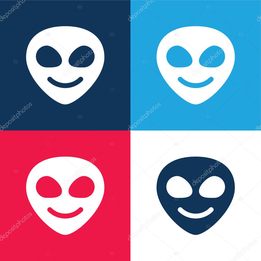 Alien blue and red four color minimal icon set