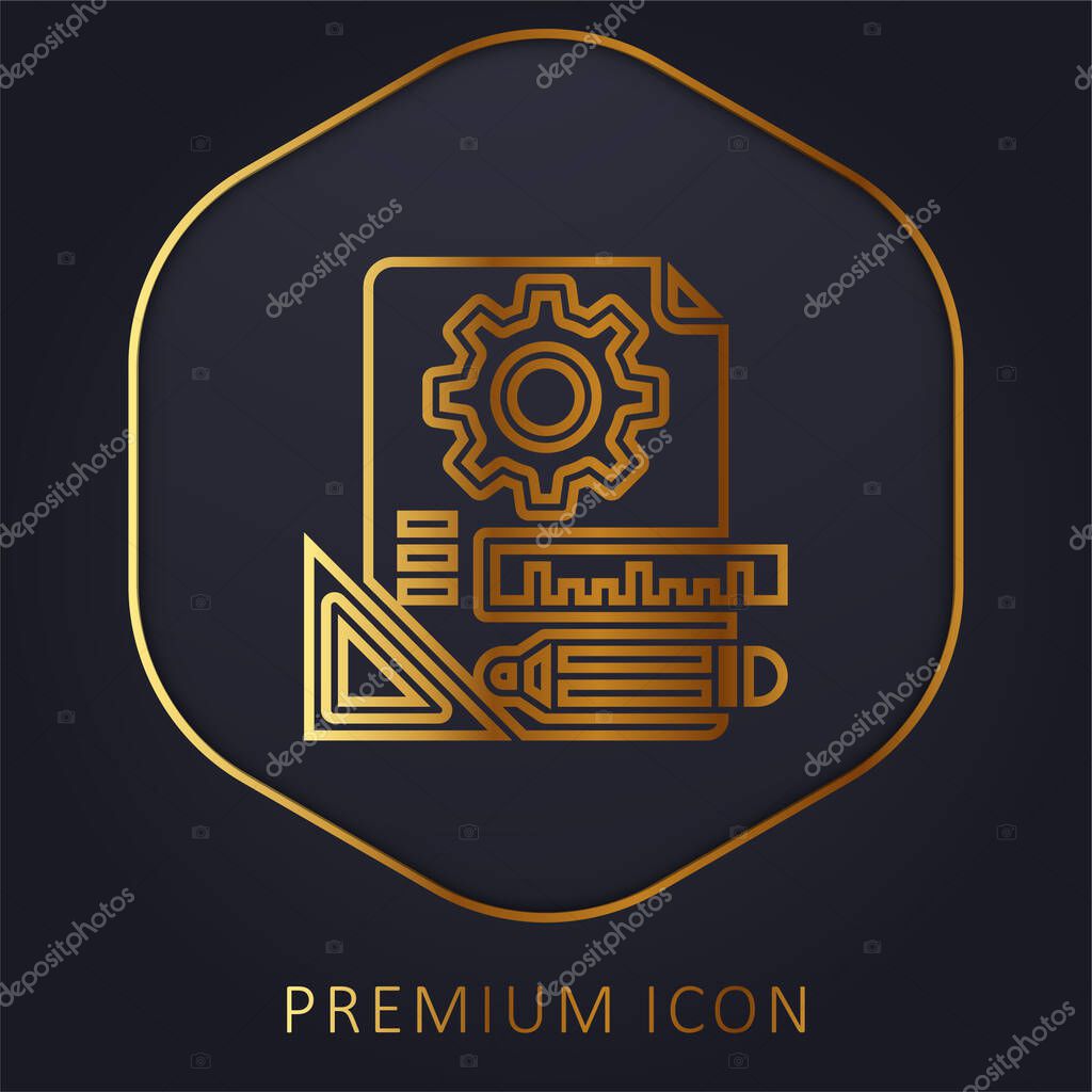 Blueprint golden line premium logo or icon