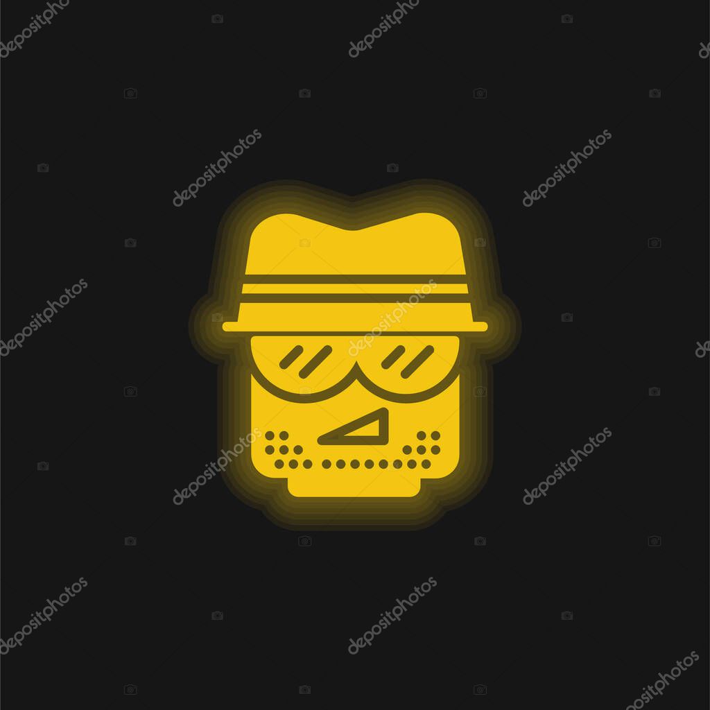 Agent yellow glowing neon icon