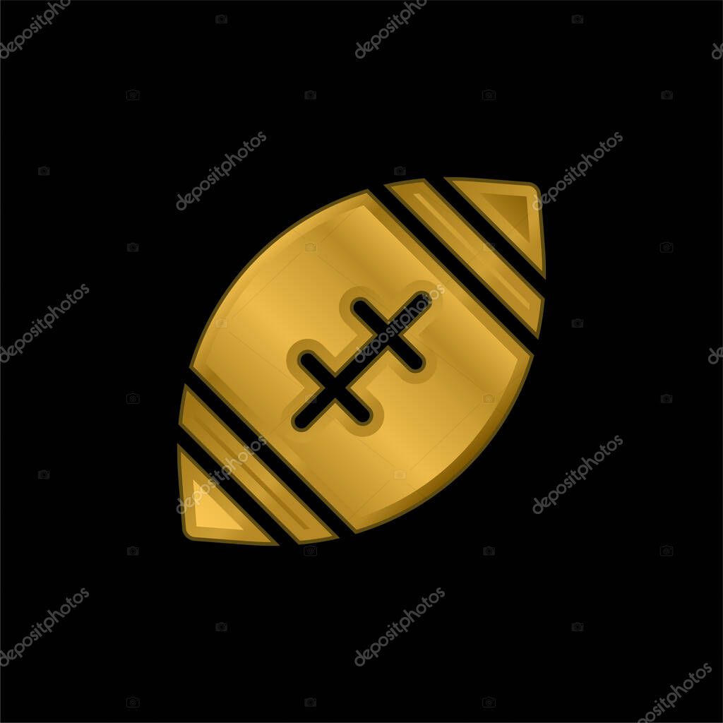 American Football gold plated metalic icon or logo vector