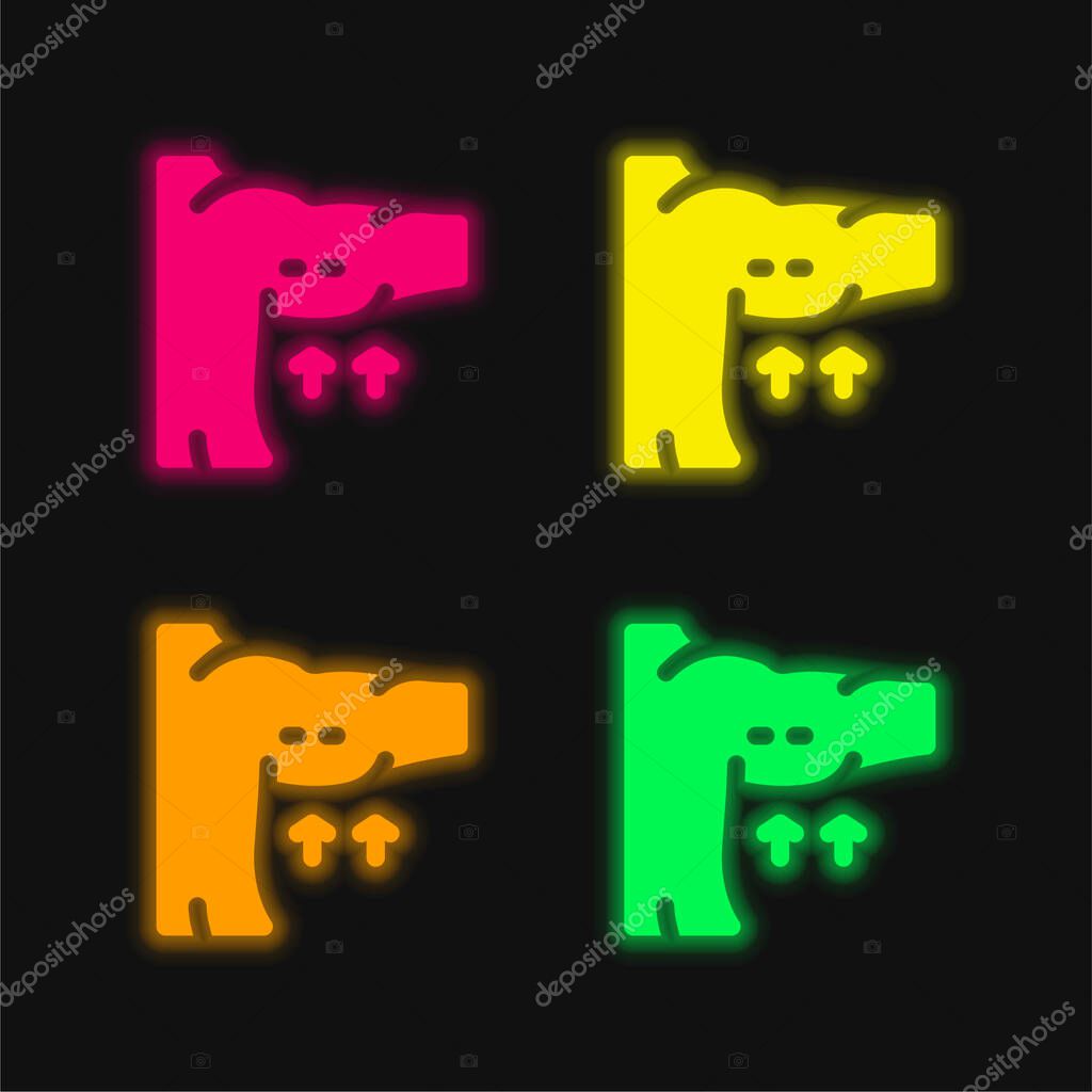 Arm four color glowing neon vector icon
