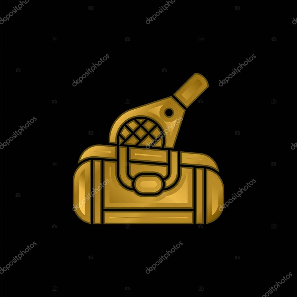 Bag gold plated metalic icon or logo vector