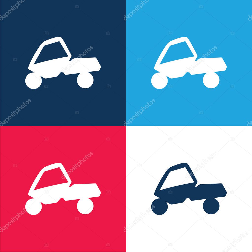Adventure Sport On A Car blue and red four color minimal icon set