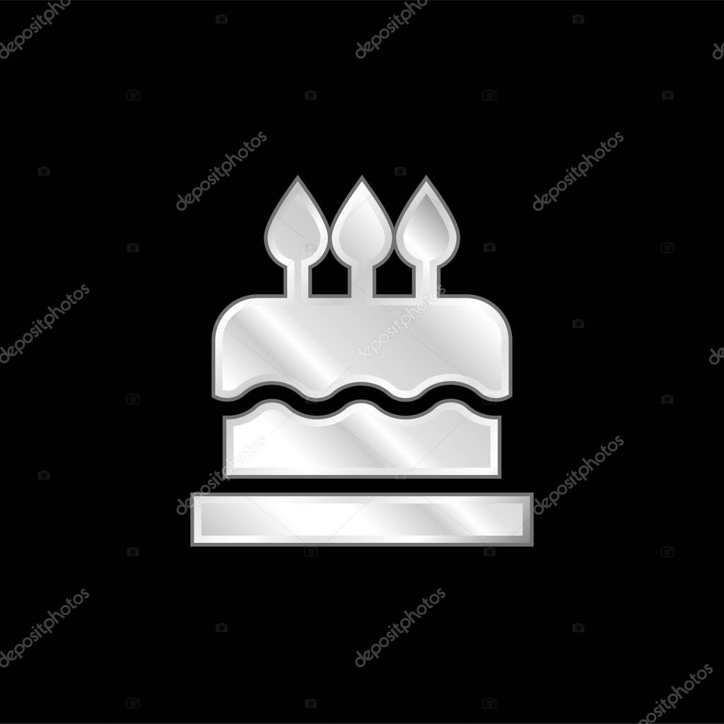 Birthday Cake silver plated metallic icon