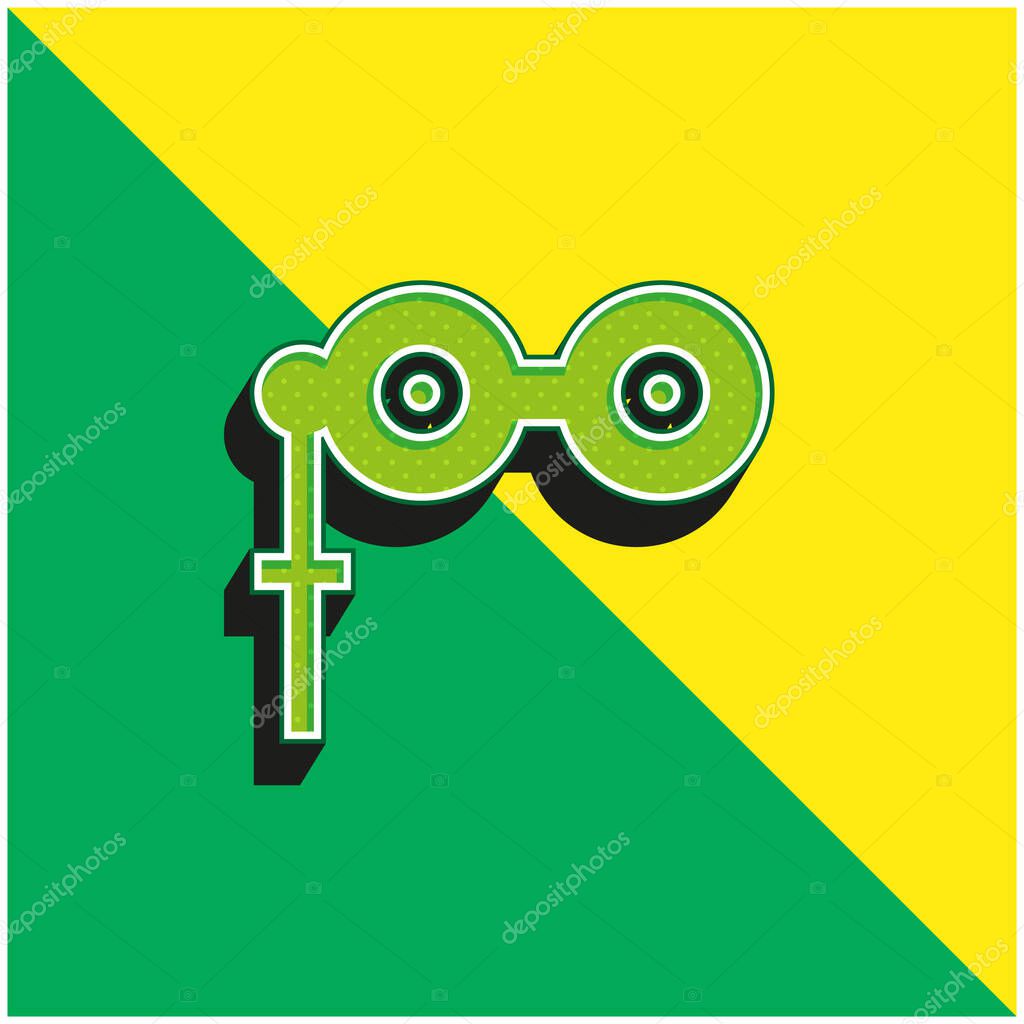 Binoculars Green and yellow modern 3d vector icon logo