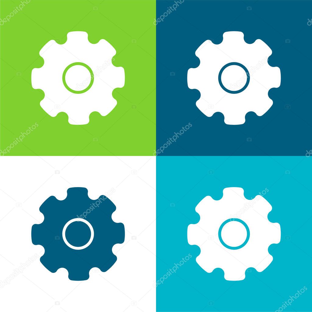Big Cogwheel Flat four color minimal icon set