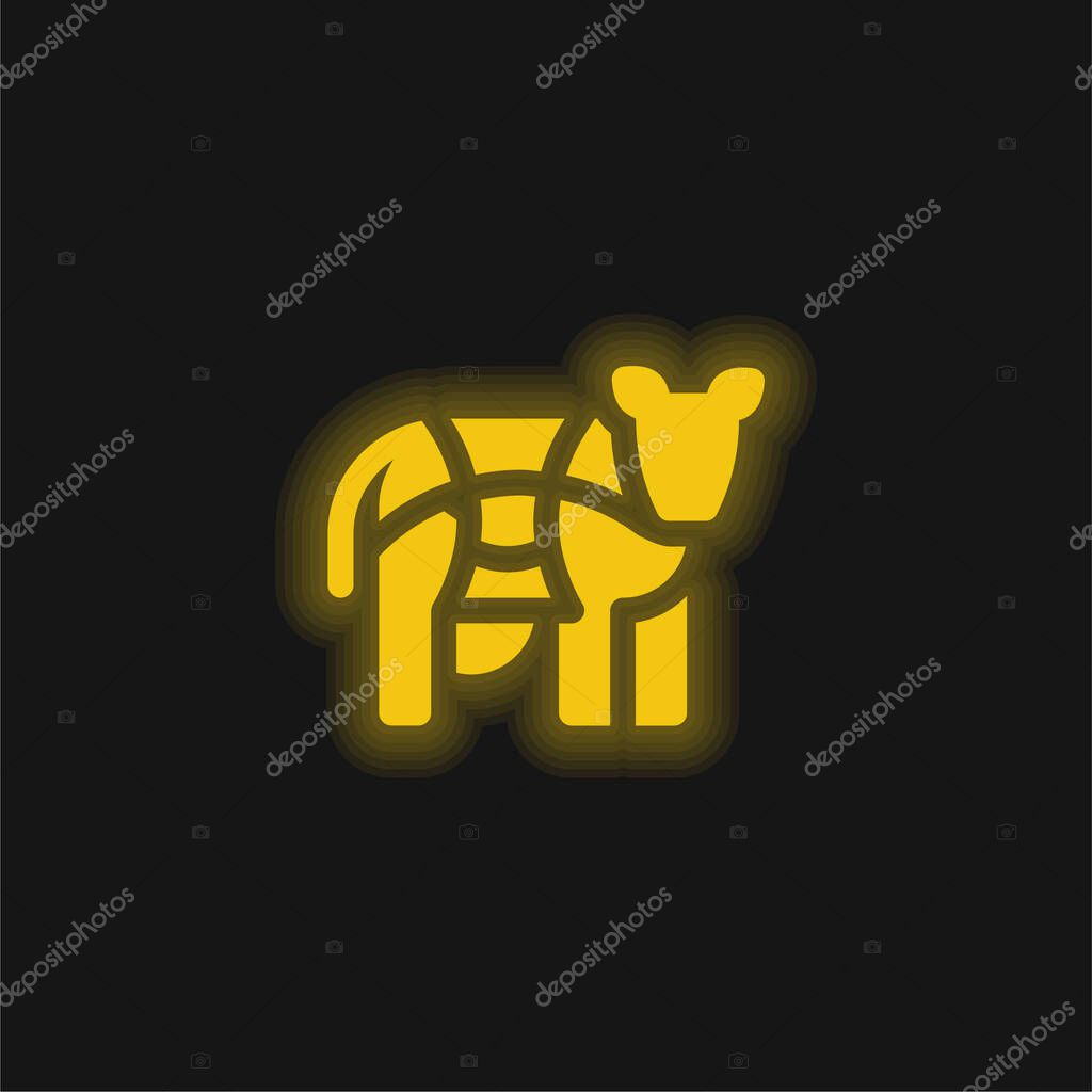 Beef yellow glowing neon icon