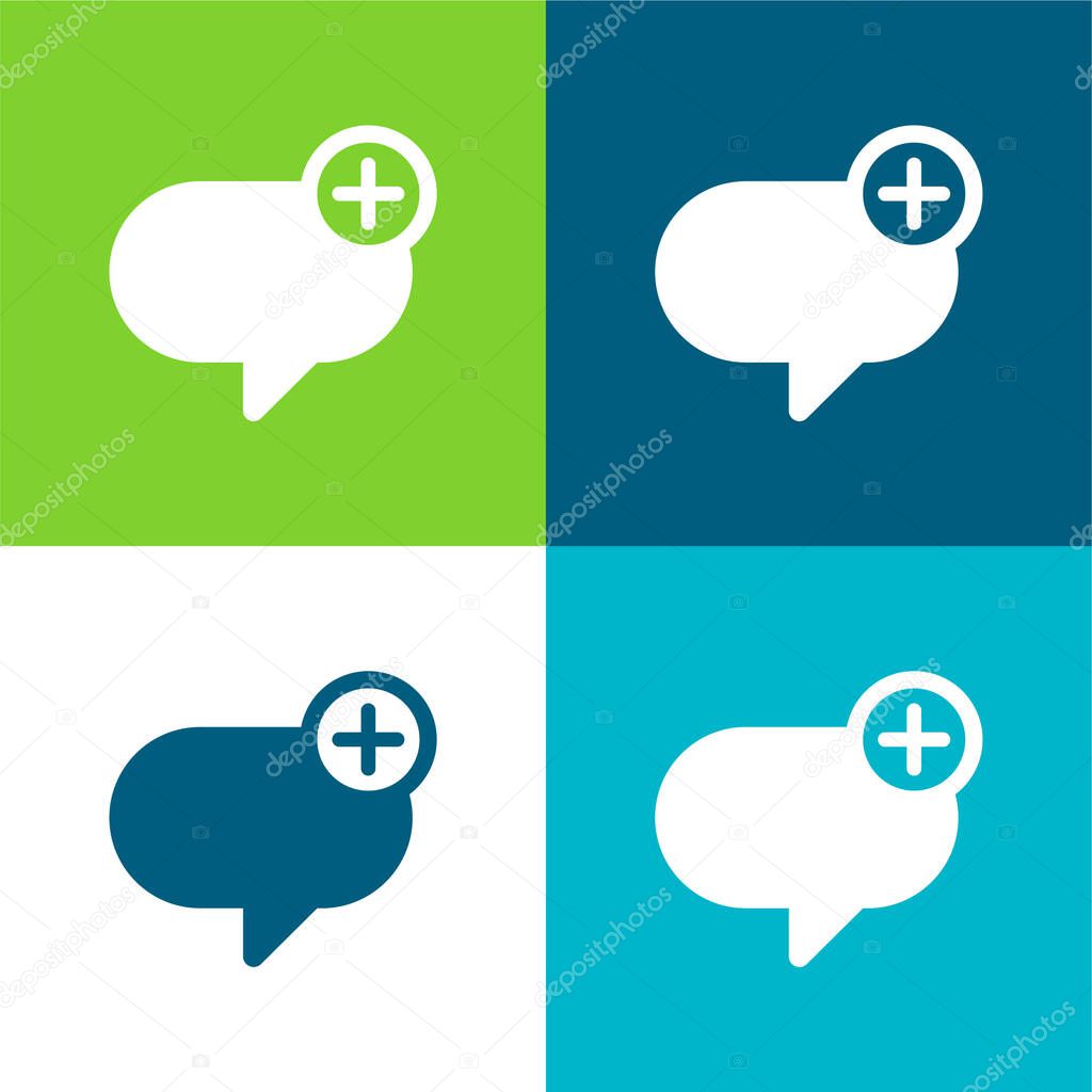 Add Message Flat four color minimal icon set