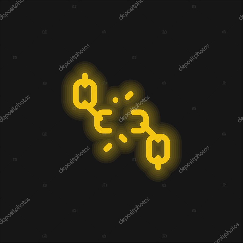 Breaking yellow glowing neon icon