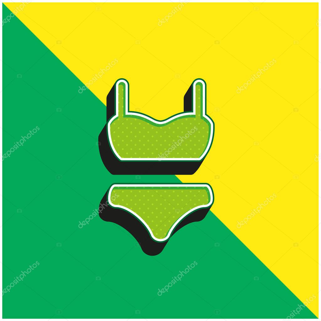 Bikini Suit Green and yellow modern 3d vector icon logo