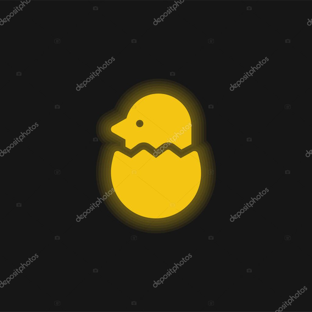 Bird yellow glowing neon icon