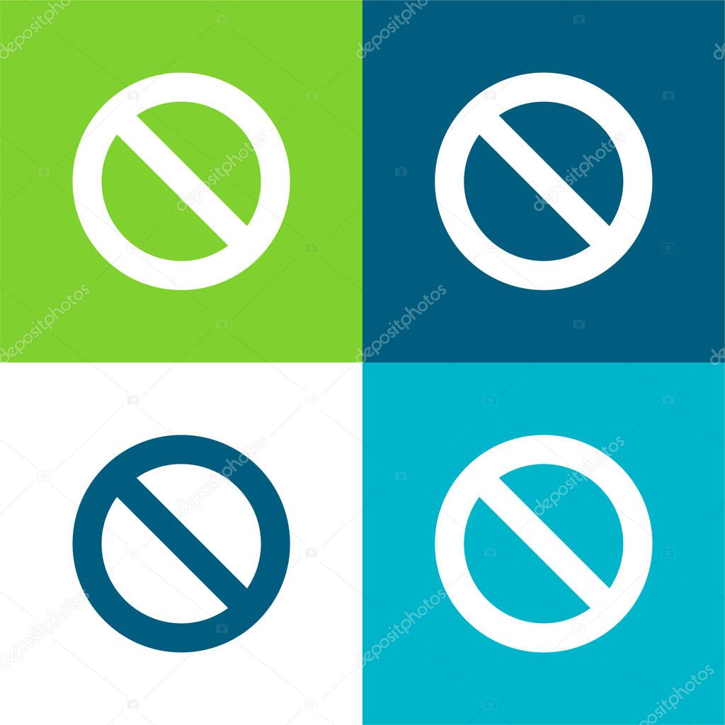 Banned Sign Flat four color minimal icon set