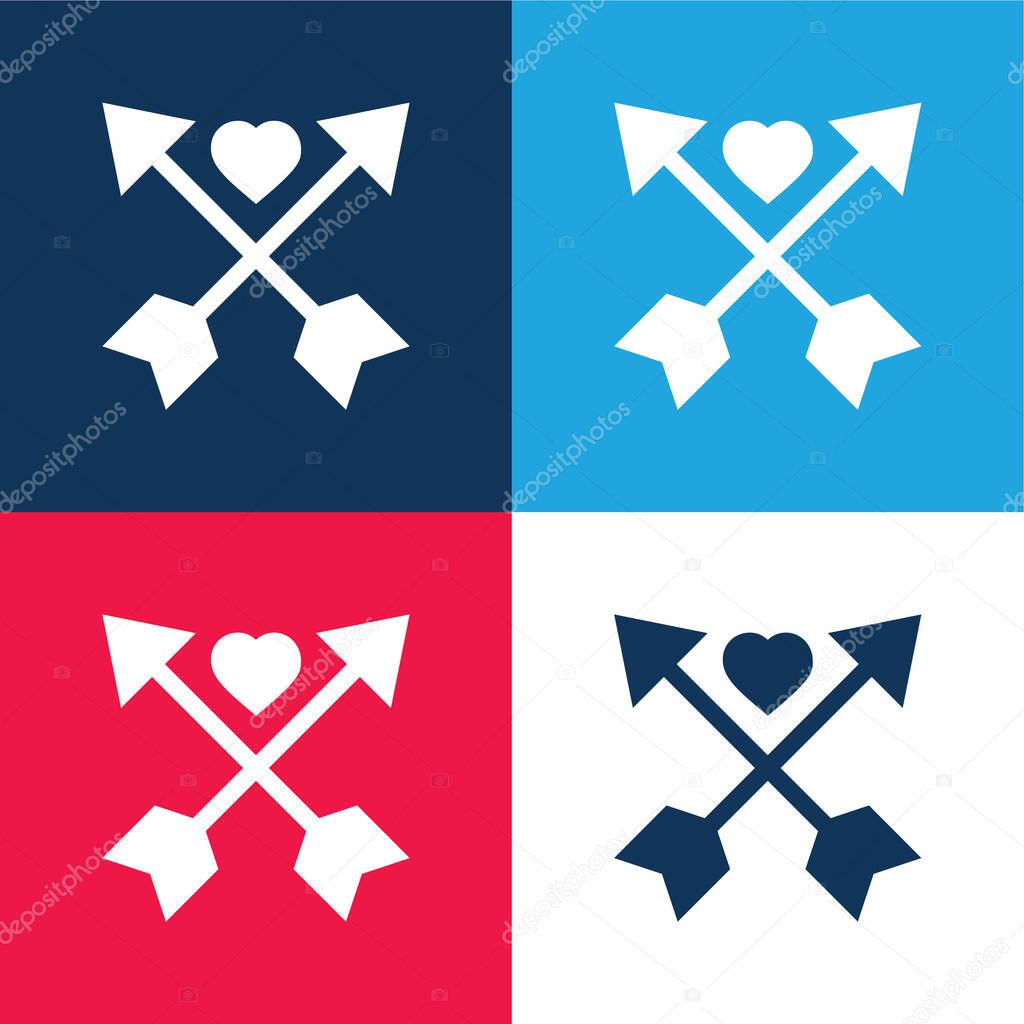 Arrows blue and red four color minimal icon set