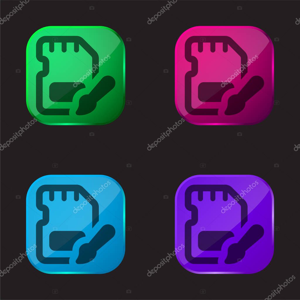 Art four color glass button icon