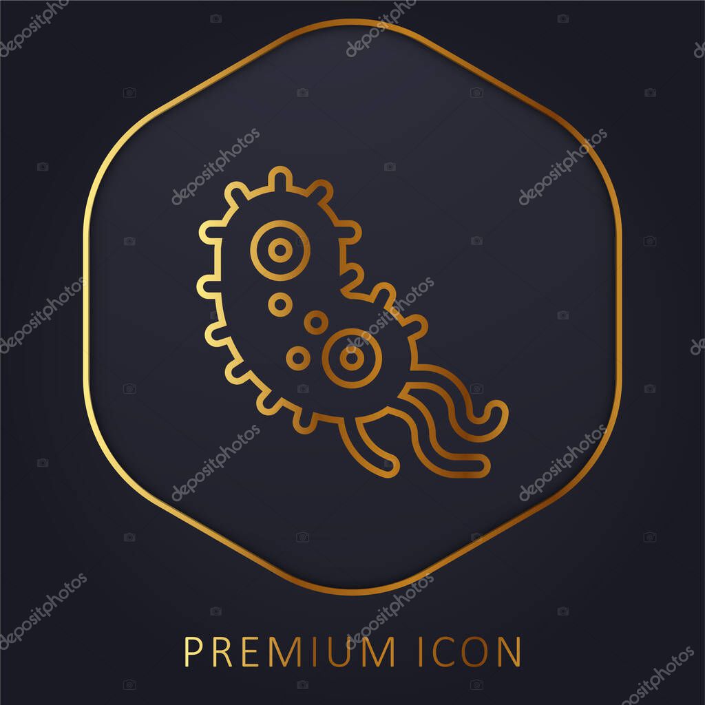 Bacteria golden line premium logo or icon