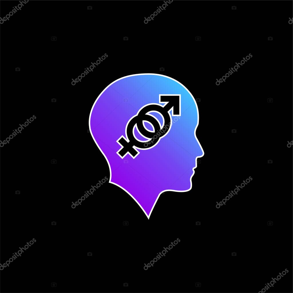 Bald Head With Sex Symbols blue gradient vector icon