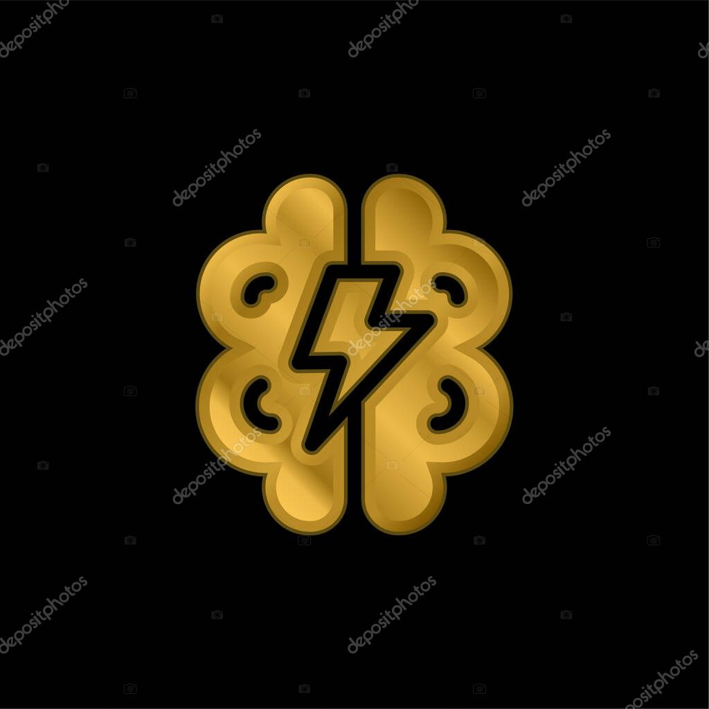 Brainstorming gold plated metalic icon or logo vector