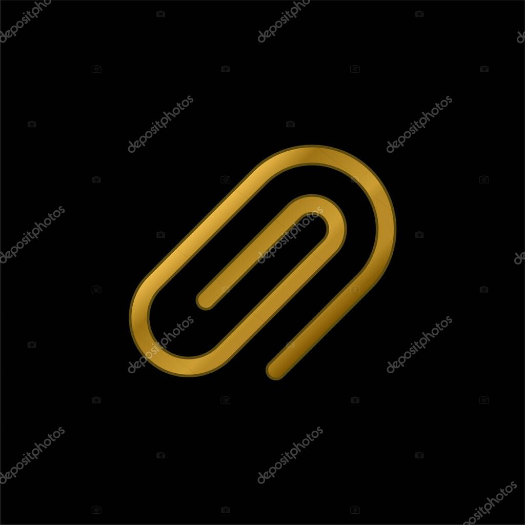 Attachment gold plated metalic icon or logo vector