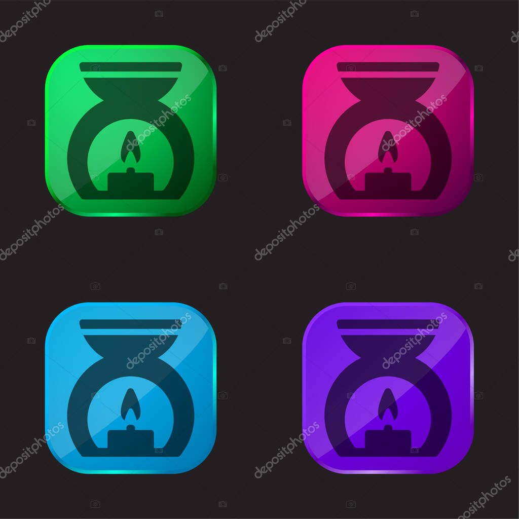 Aromatherapy Spa Treatment four color glass button icon