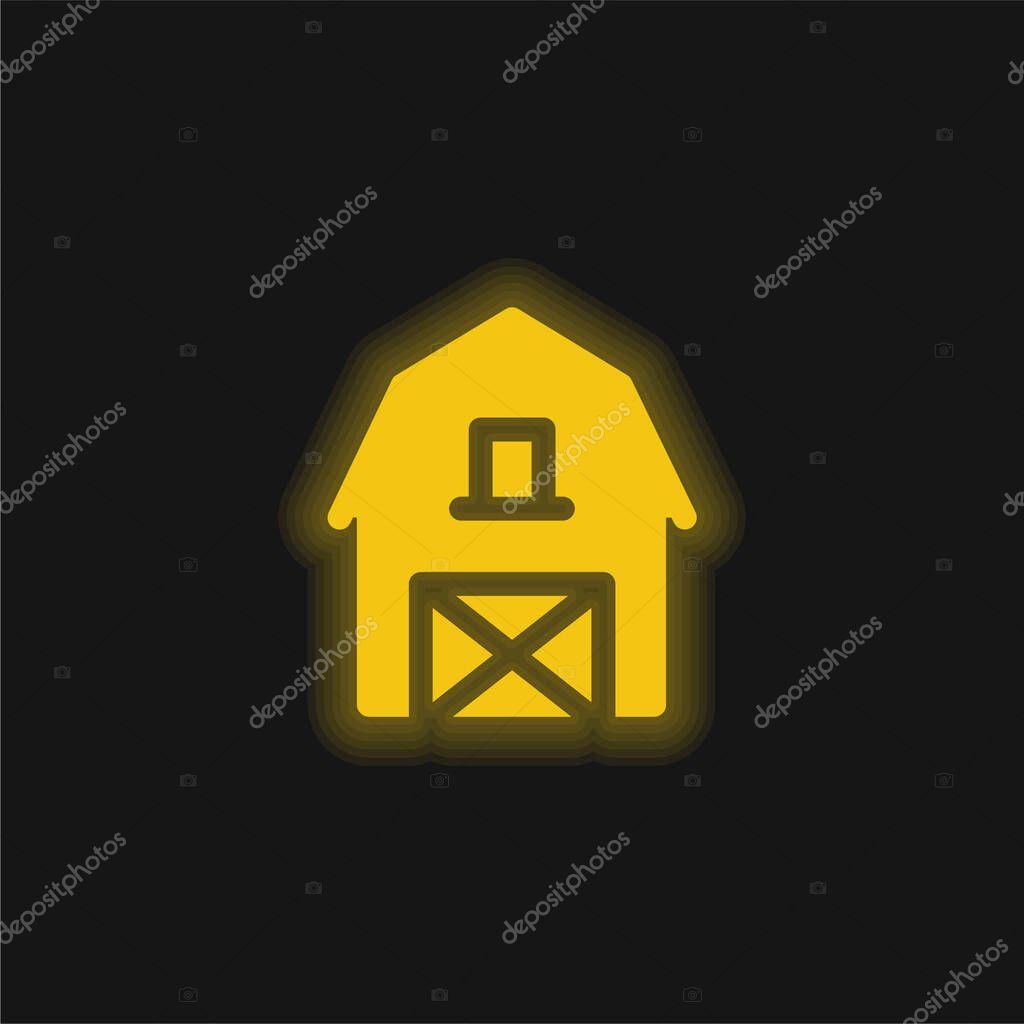 Barn yellow glowing neon icon