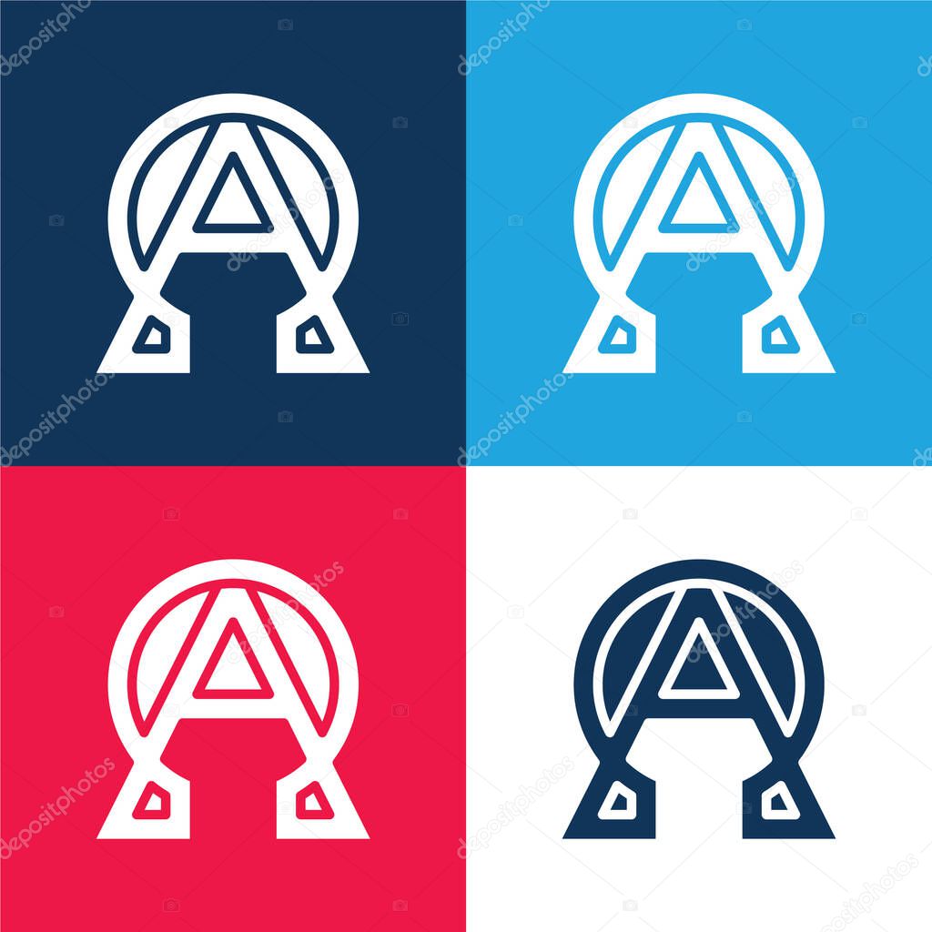 Alpha And Omega blue and red four color minimal icon set