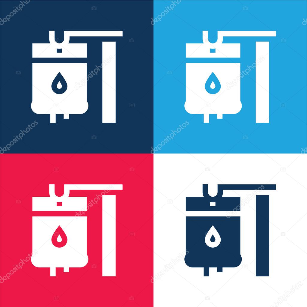 Blood blue and red four color minimal icon set