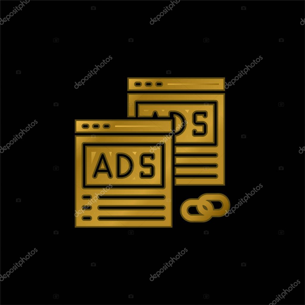Advertising gold plated metalic icon or logo vector