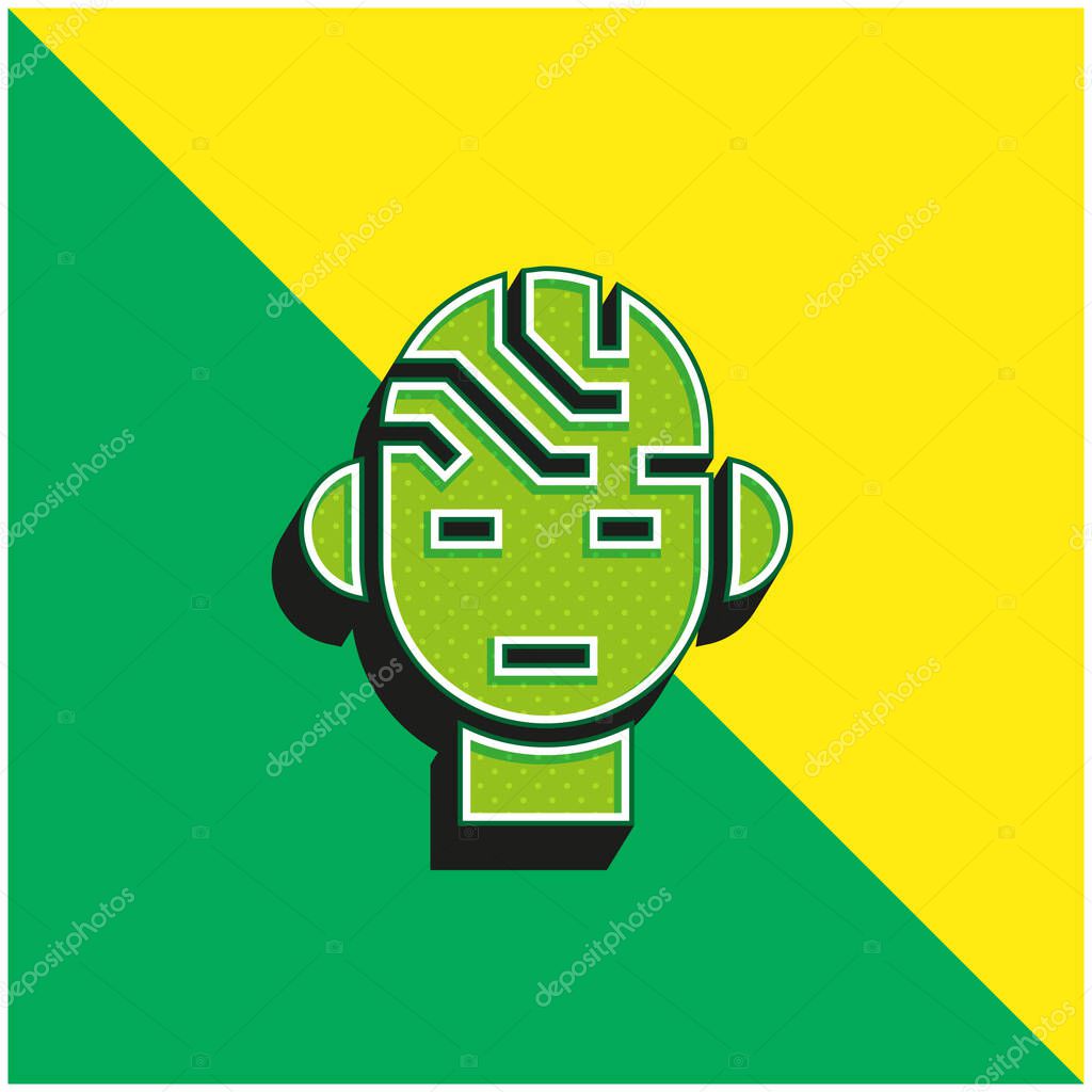 Brain Green and yellow modern 3d vector icon logo
