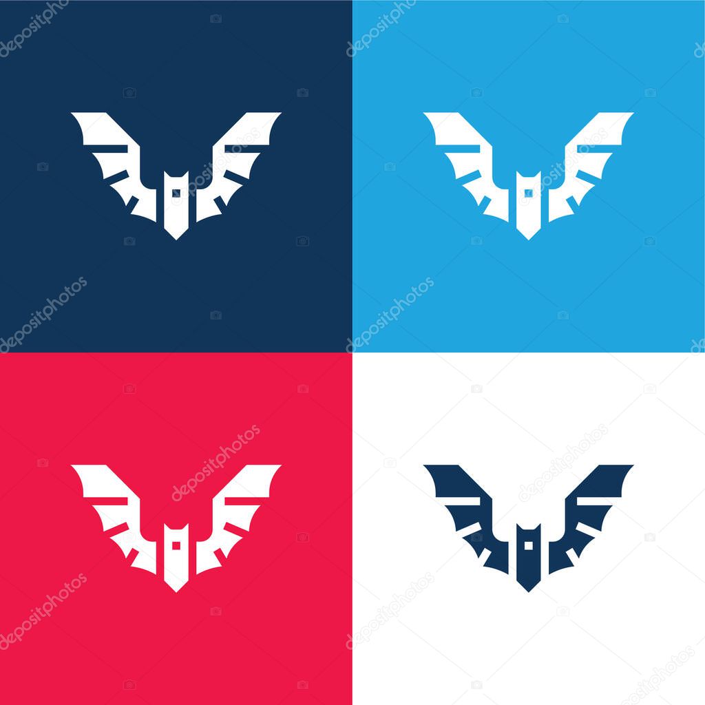 Bat blue and red four color minimal icon set