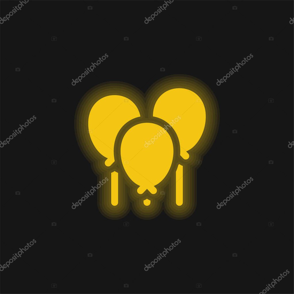 Balloons yellow glowing neon icon
