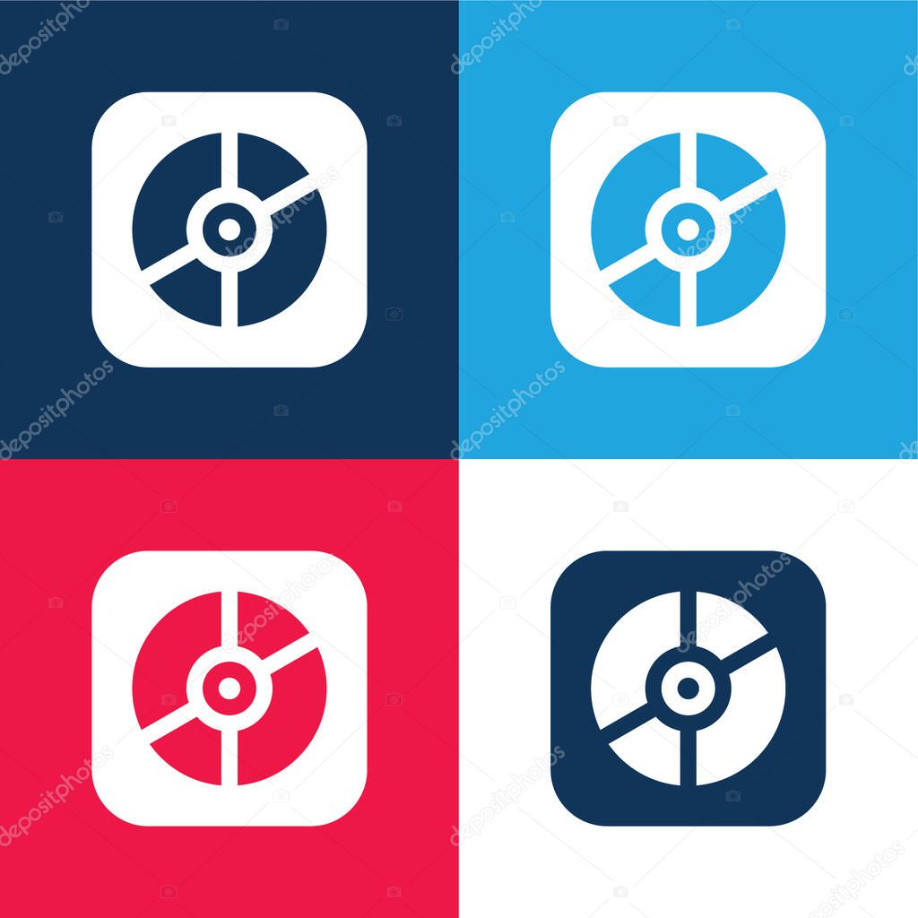 Apple blue and red four color minimal icon set