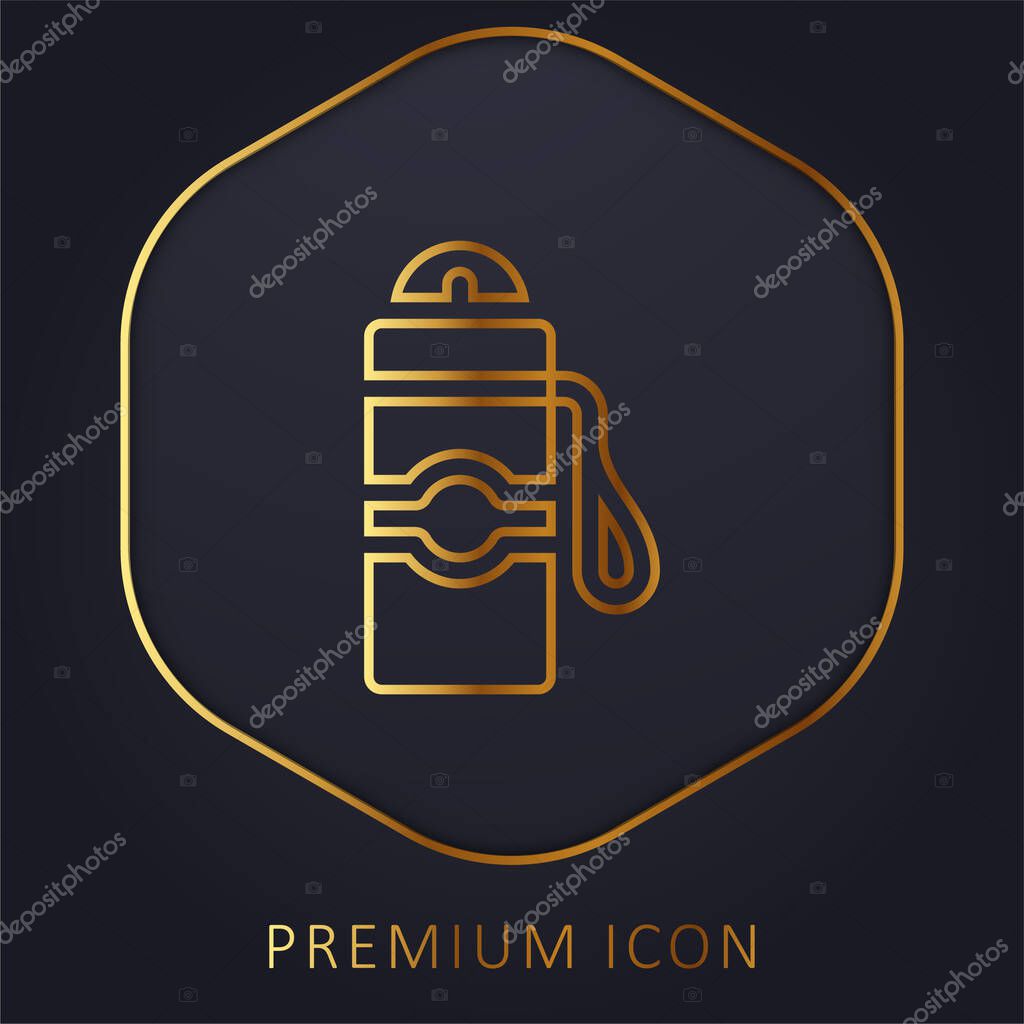 Bottle golden line premium logo or icon