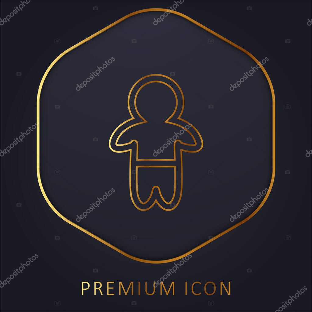 Baby Standing Outline With Pants golden line premium logo or icon