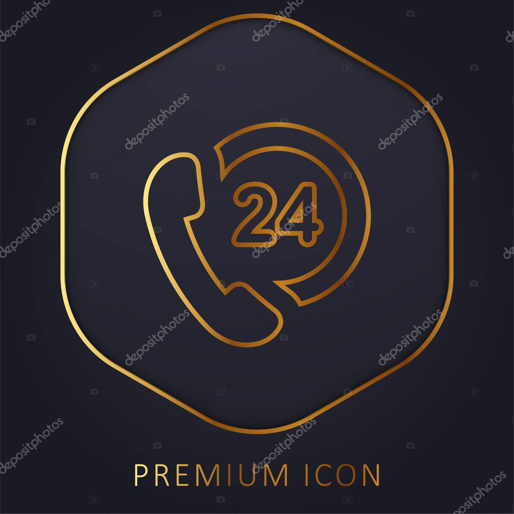 24 Hours Support golden line premium logo or icon