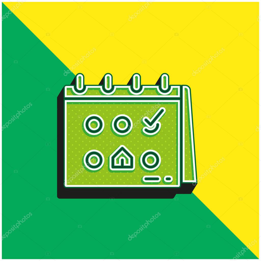 Booking Green and yellow modern 3d vector icon logo