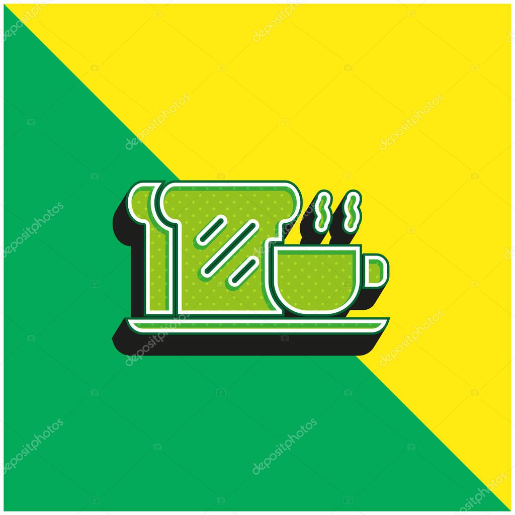 Breakfast Green and yellow modern 3d vector icon logo