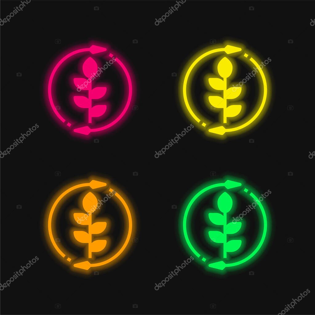 Agronomy four color glowing neon vector icon