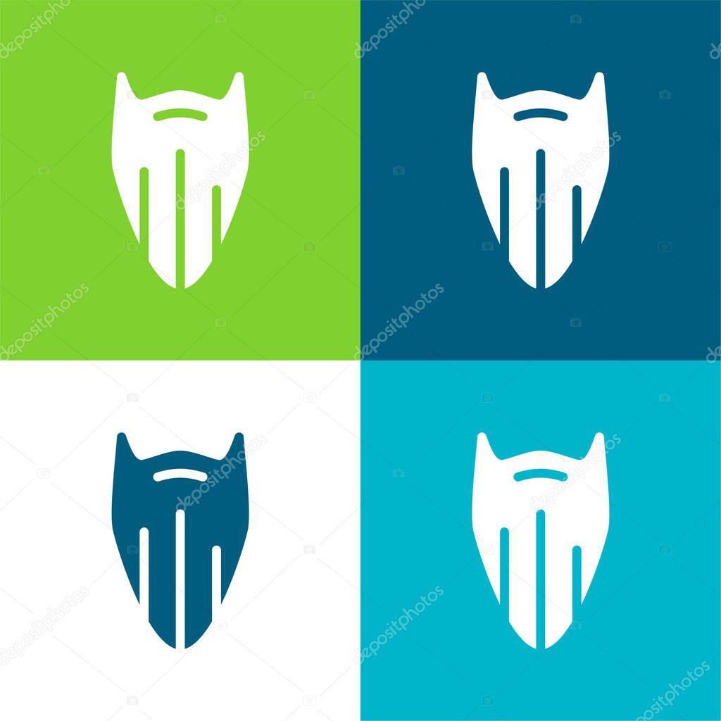 Beard Flat four color minimal icon set