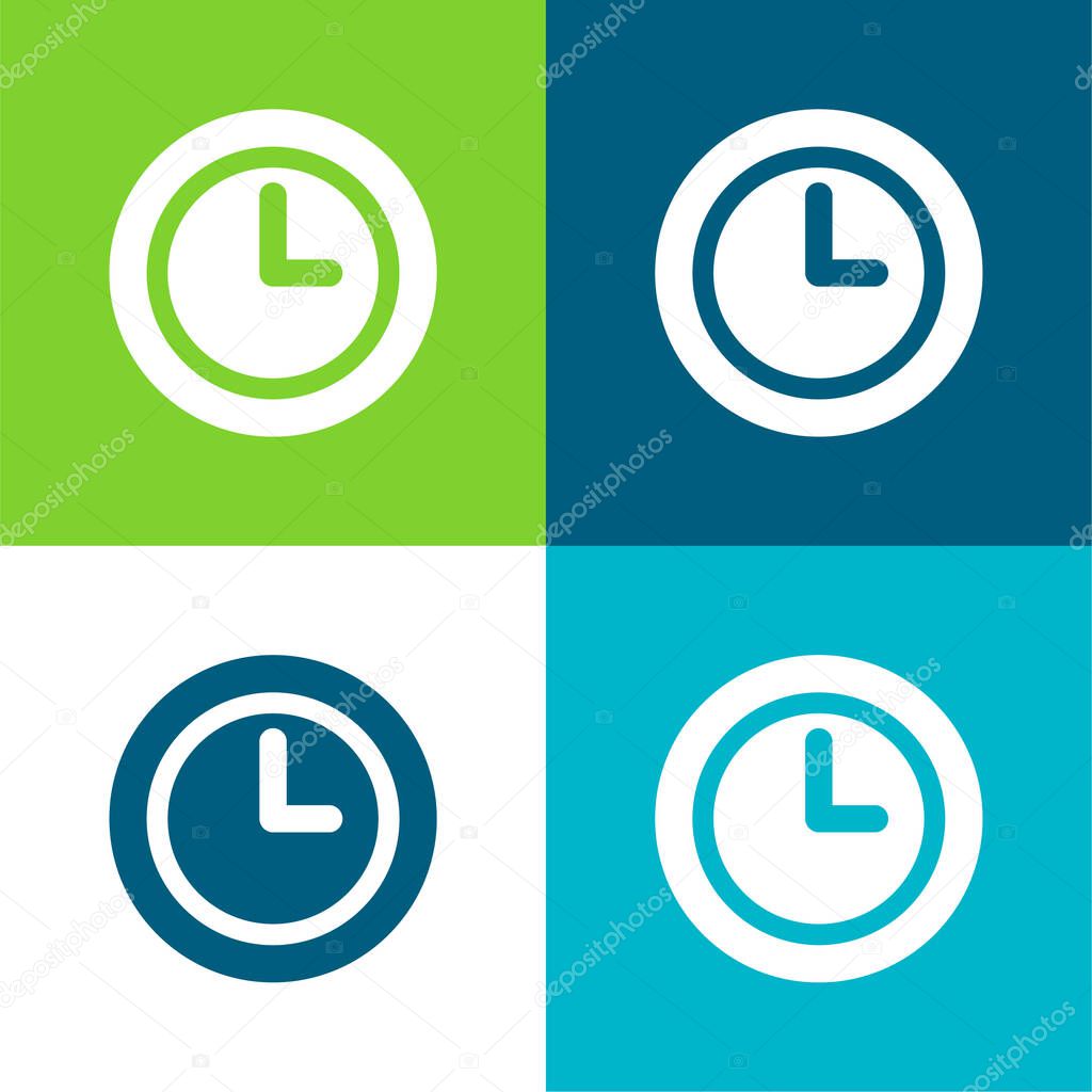 Black Clock Flat four color minimal icon set