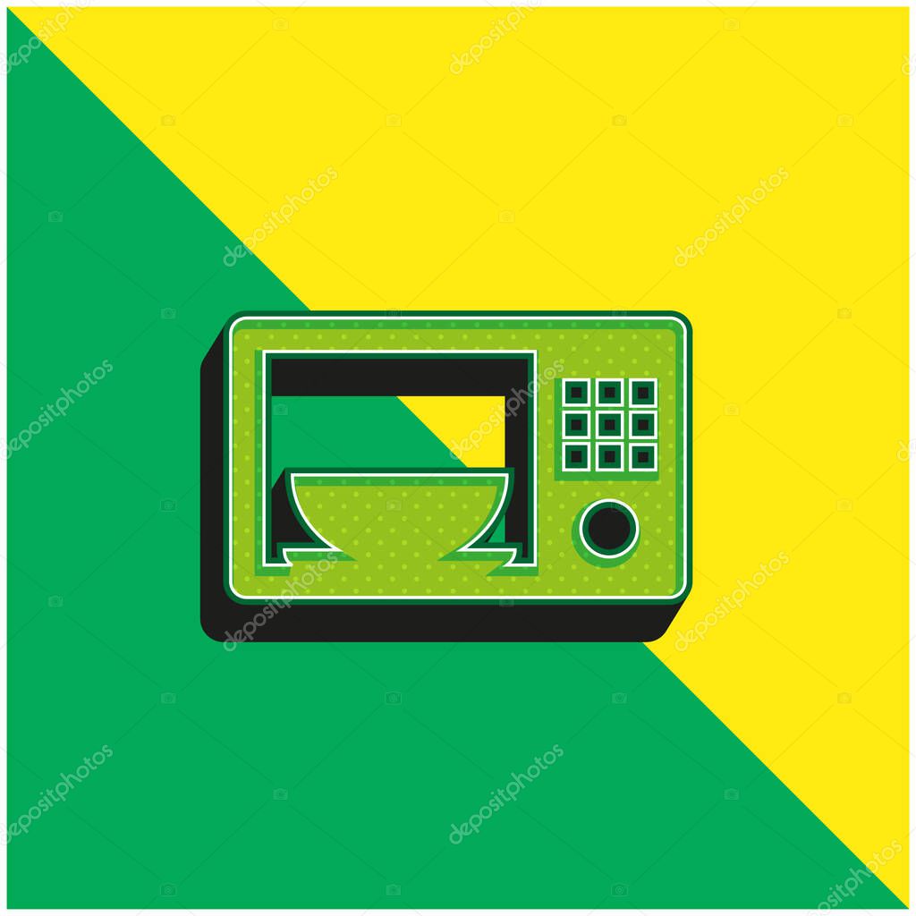 Bowl In A Microwave Green and yellow modern 3d vector icon logo