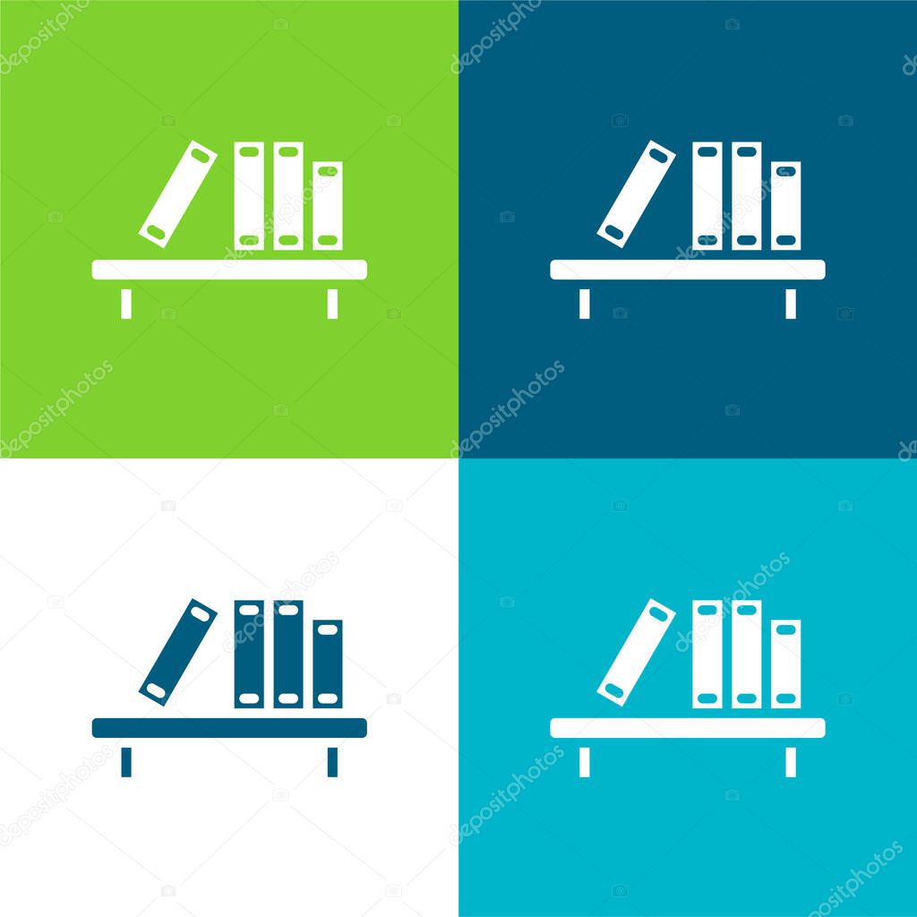 Book Shelf Flat four color minimal icon set
