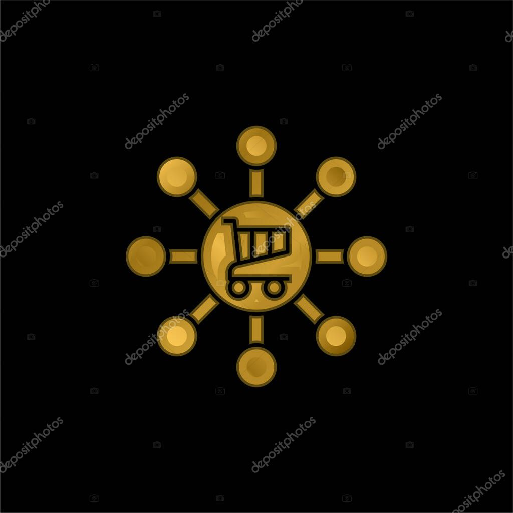 Affiliate gold plated metalic icon or logo vector
