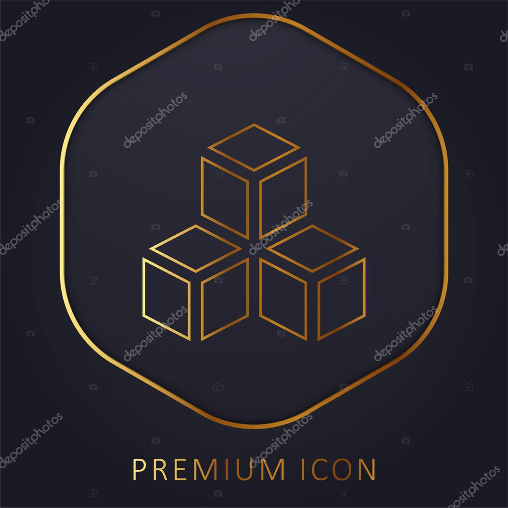 3d golden line premium logo or icon
