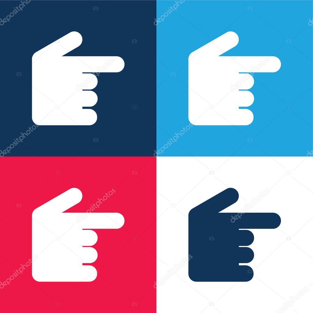 Black Hand Pointing To Right blue and red four color minimal icon set