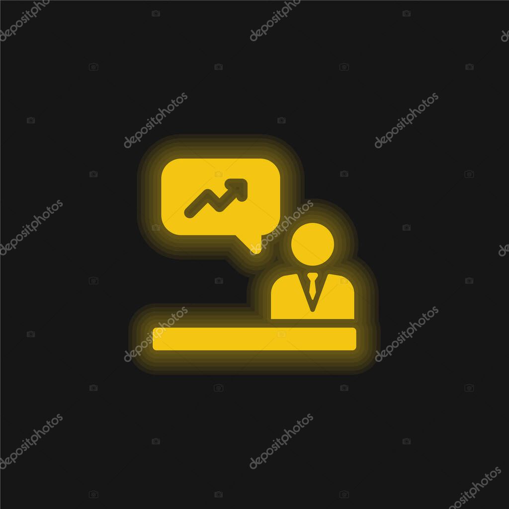 Analytics yellow glowing neon icon