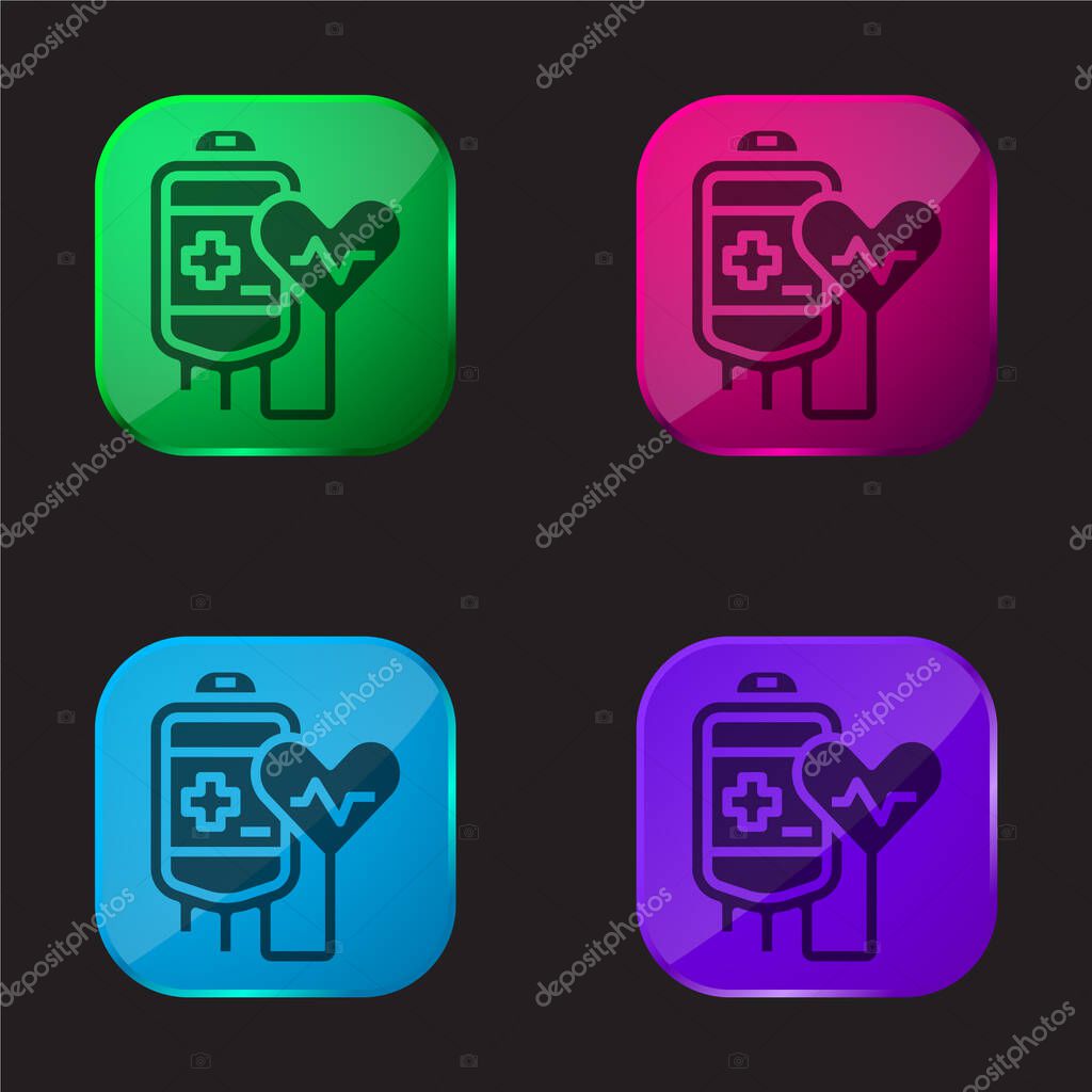 Blood Donation four color glass button icon