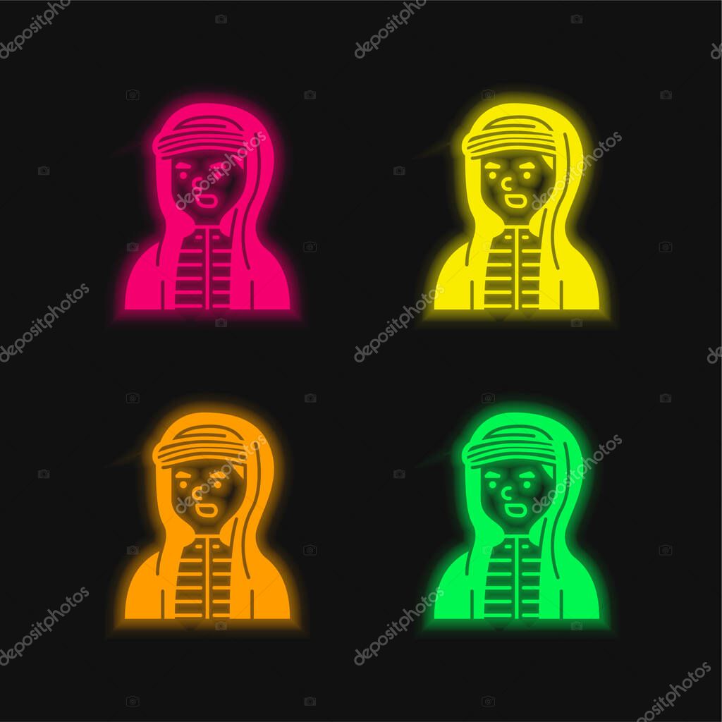 Boy four color glowing neon vector icon