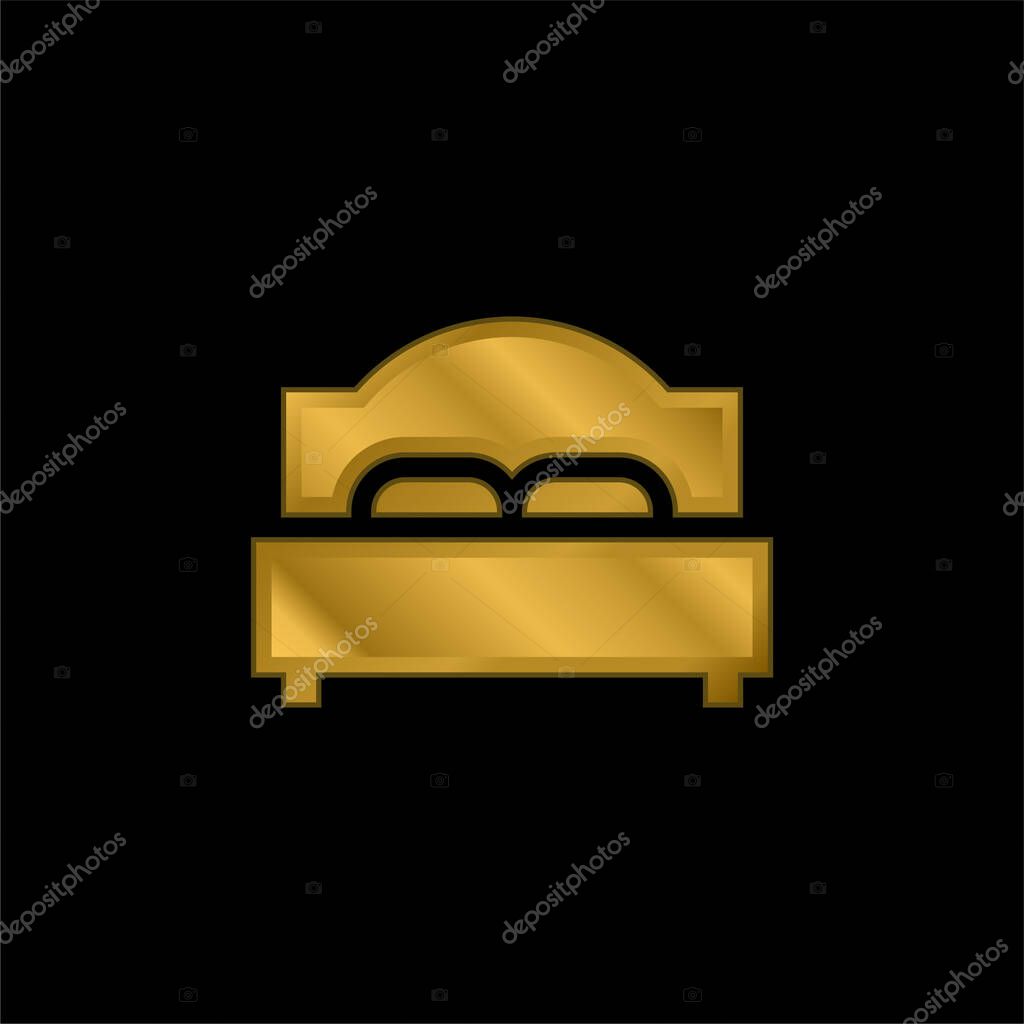 Bed gold plated metalic icon or logo vector